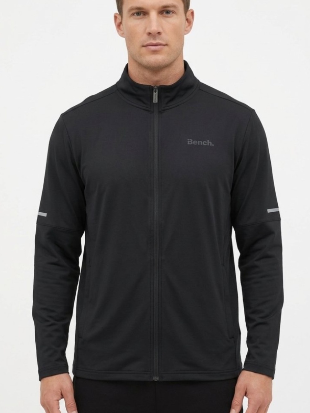 Bench Men's Active Track Jacket Black Full-Zip Mock Neck Size XL